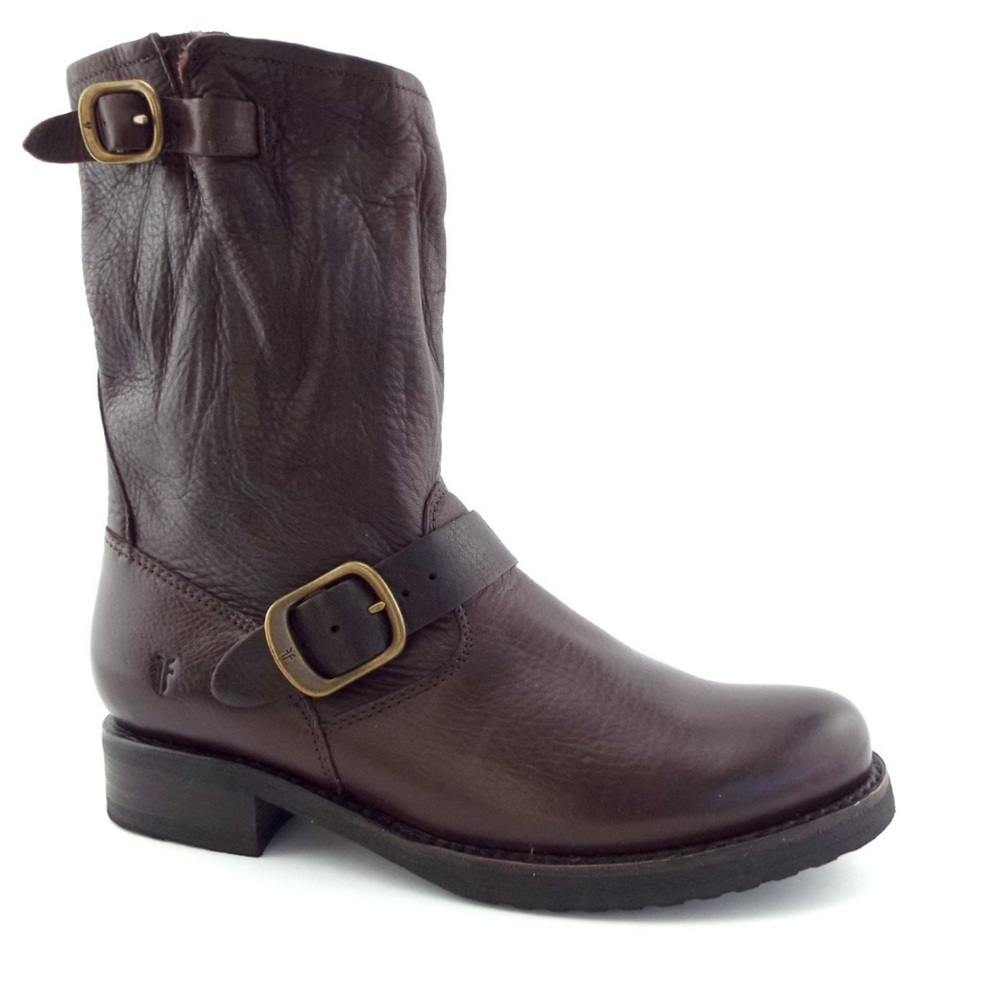 Frye Dark Brown Leather Combat Boots